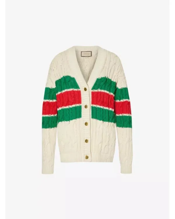 The Kardashians S06 Kris Jenner Red & Green Striped Cardigan - Image 2
