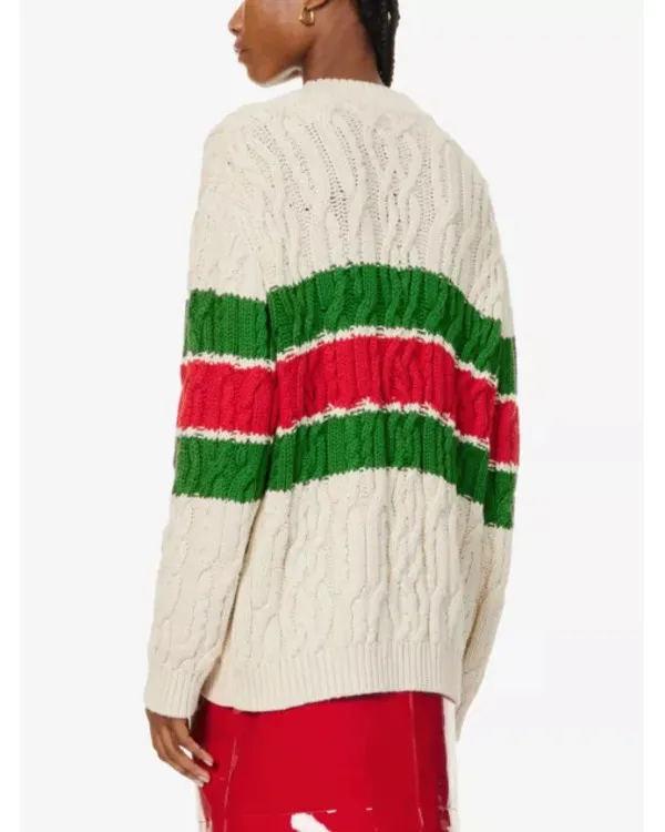 The Kardashians S06 Kris Jenner Red & Green Striped Cardigan - Image 3