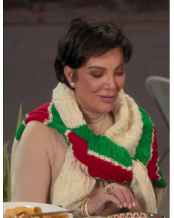 The Kardashians S06 Kris Jenner Red & Green Striped Cardigan