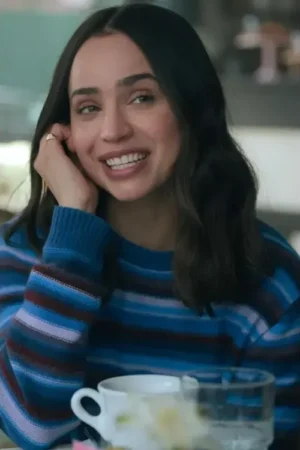 The Life List 2025 Sofia Carson Blue Striped Sweater