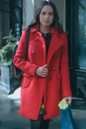 The Life List 2025 Sofia Carson Red Double Breasted Peacoat