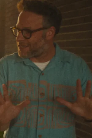The Studio 2025 Seth Rogen Blue Printed Shirt