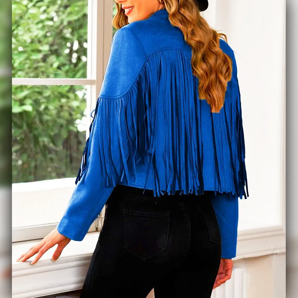 The Voice Hailey Wright Blue Fringed Jacket