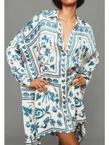 The White Lotus S03 Parker Posey Printed Mini Shirt Dress