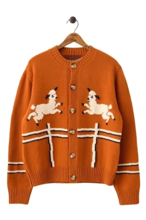 This Morning 2025 Will Best Lamb Motif Orange Cardigan