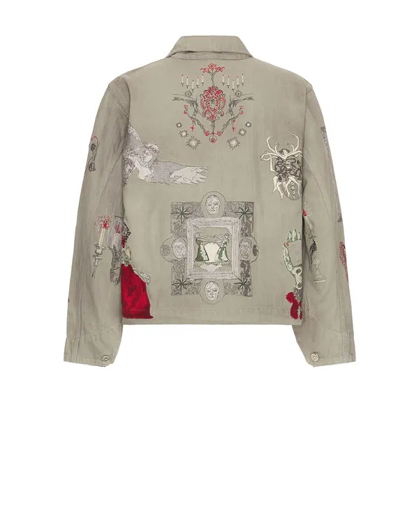 All American S07 Gray Denim Print Jacket