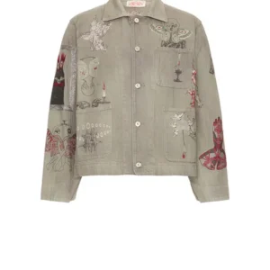 All American S07 Gray Denim Print Jacket