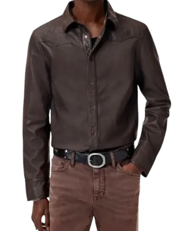 American Idol Luke Brown Western Leather Shirt