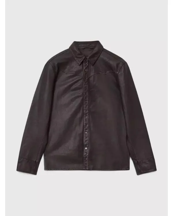 American Idol Luke Bryan Brown Leather Shirt