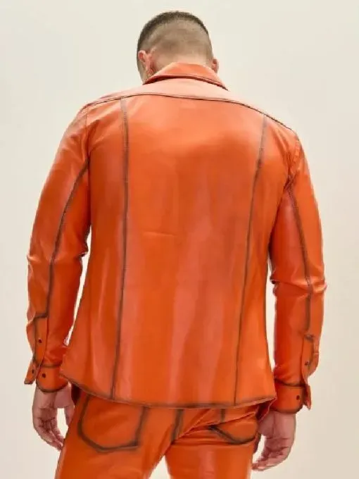 American Idol S23 Jamal Roberts 2025 Orange Leather Shirt