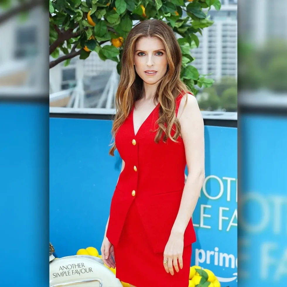 Another Simple Favour Anna Kendrick Red Waistcoat