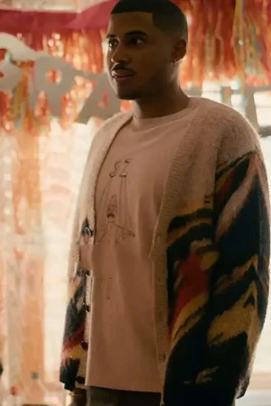Forever S01 Michael Cooper Jr. Wavy Print Cardigan