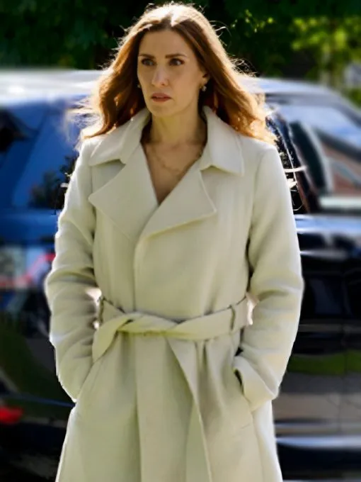 SurrealEstate S03 Sarah Levy Cream Belted Trench Coat