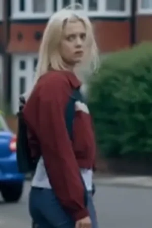 The Feud S01 Megan Trower Red Striped Jacket