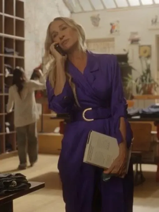 And Just Like That S03 Sarah Jessica Parker 2025 Purple Coat
