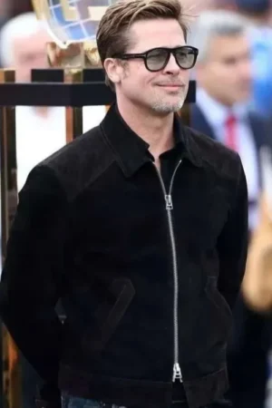 F1 Brad Pitt Black Suede Jacket