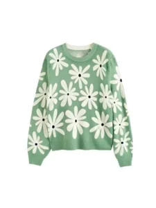 Girl Meets Farm S15 Molly Yeh Mint Green Daisy Print Sweater