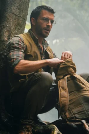 Jurassic World Rebirth Jonathan Bailey Brown Vest