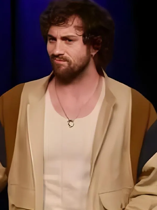 Press Junket 2025 Aaron Taylor Johnson Bomber Jacket
