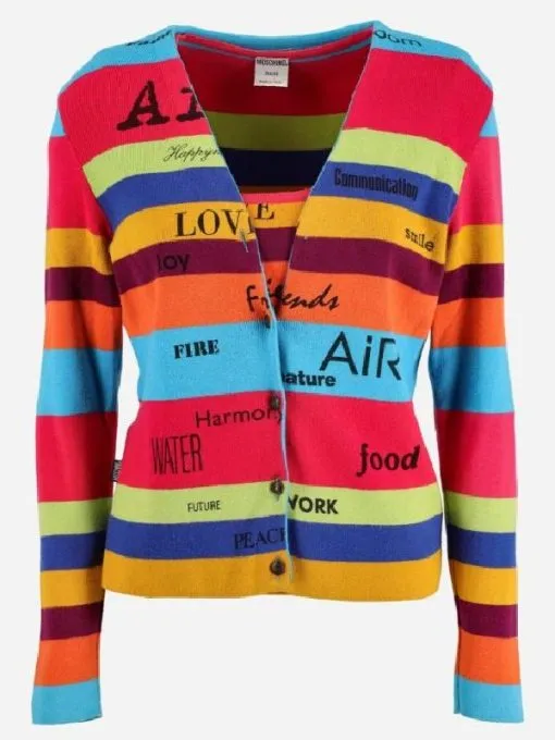 The Nanny S05 Fran Drescher Rainbow Striped Cardigan