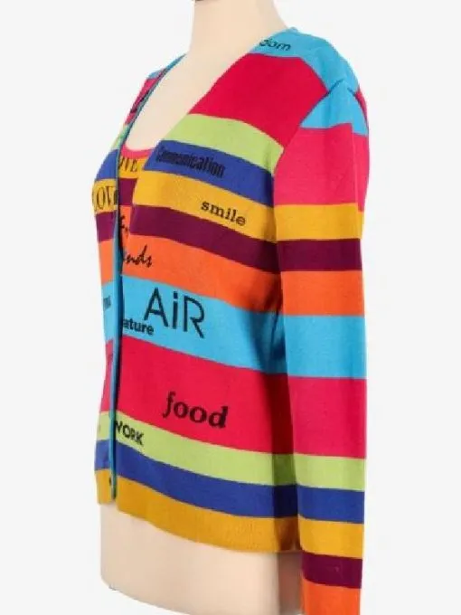 The Nanny S05 Fran Drescher Rainbow Striped Cardigan