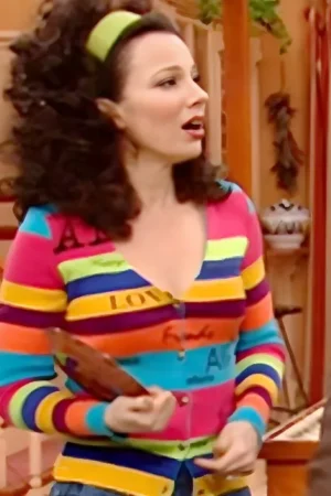 The Nanny S05 Fran Drescher Rainbow Striped Cardigan