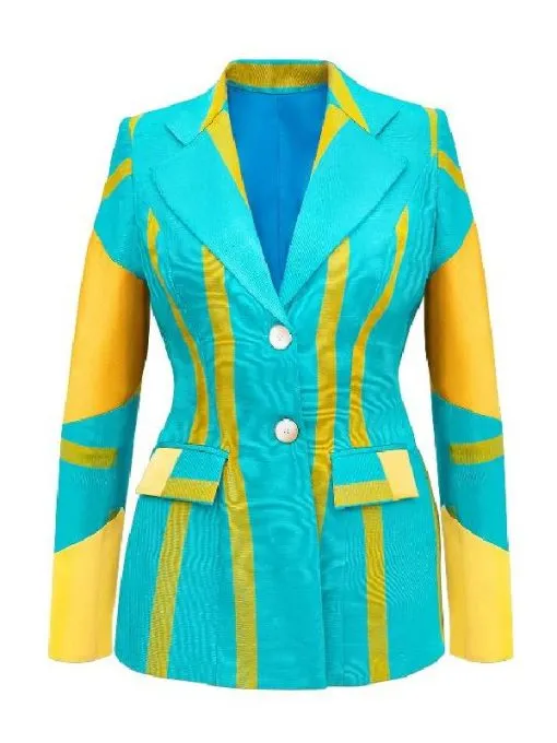And Just Like That Nicole Ari Parker Blue and Yellow Suit