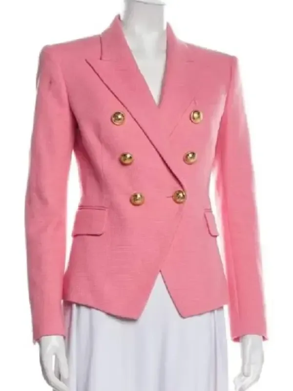 Below Deck S12 Pink Double Breasted Tweed Blazer