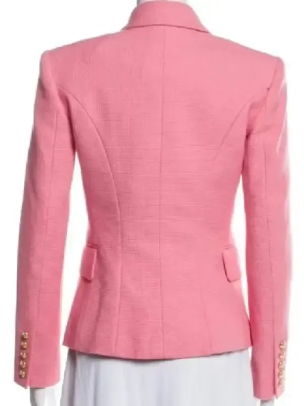 Below Deck S12 Pink Double Breasted Tweed Blazer