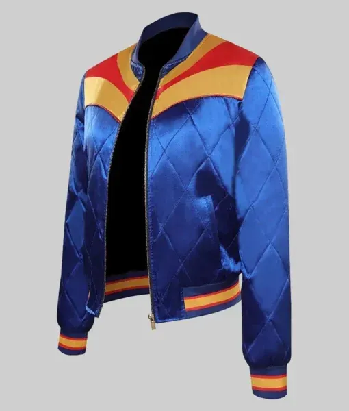 Resident Alien D’Arcy Bloom Rainbow Satin Bomber Jacket