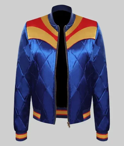Resident Alien D’Arcy Bloom Rainbow Satin Bomber Jacket