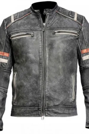 Retro Vintage Cafe Racer Leather Jacket