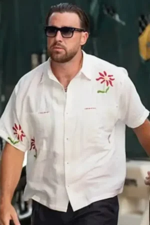 Travis Kelce Off-White Embroidered Shirt
