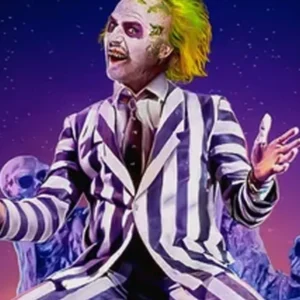 Beetlejuice Beetlejuice 2024 Michael Keaton Striped Suit