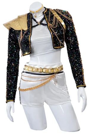 Kpop Demon Hunters Rumi Golden Dance Outfit Cosplay Costume 2025 Black