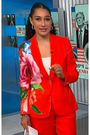 NBC News Daily Morgan Radford Red Floral Blazer