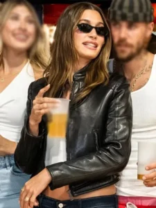 Hailey Bieber The League Black Leather Jacket
