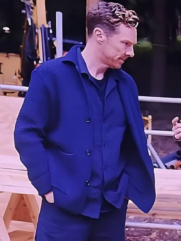 The Roses Benedict Cumberbatch Blue Crochet Coat 2025