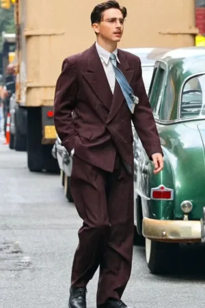 Marty Supreme 2025 Timothée Chalamet Maroon Suit