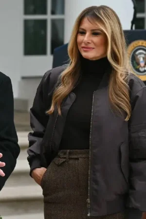First Lady Melania Brown Bomber Jacket