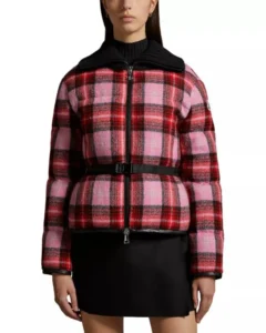 The Five 2025 Dana Perino Pink And Red Plaid Puffer Jacket