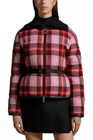 The Five 2025 Dana Perino Pink And Red Plaid Puffer Jacket
