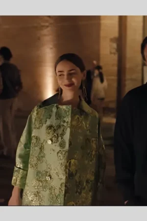 Emily In Paris S05 Lily Collins Green Floral Coat