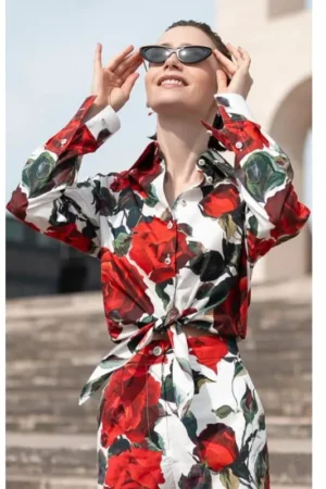 Emily In Paris S05 Lily Collins Rose Print Shirt