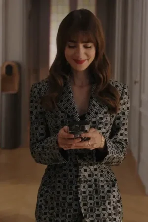 Emily in Paris Season 3 Lily Collins Black & Gray Blazer