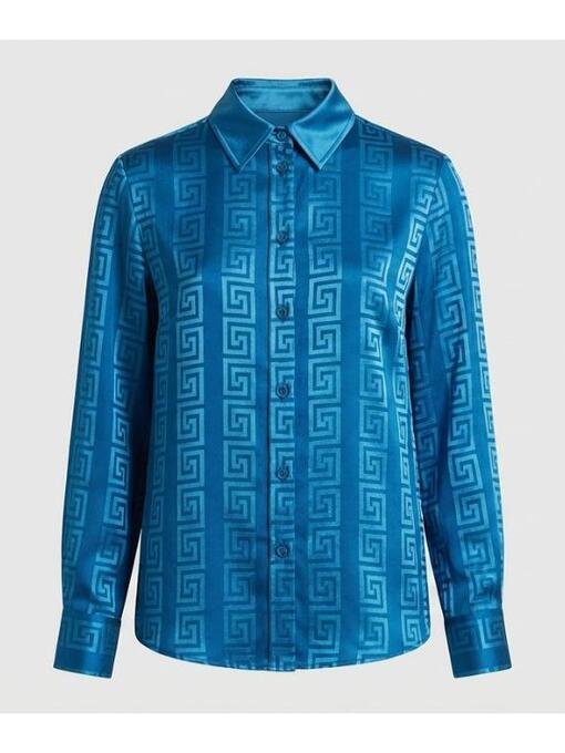 His and Hers S01 Tessa Thompson Blue Silk Blouse