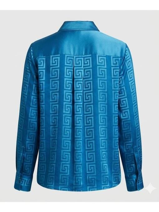 His and Hers S01 Tessa Thompson Blue Silk Blouse