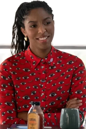 Shrinking S02 Jessica Williams Red Eye Print Top