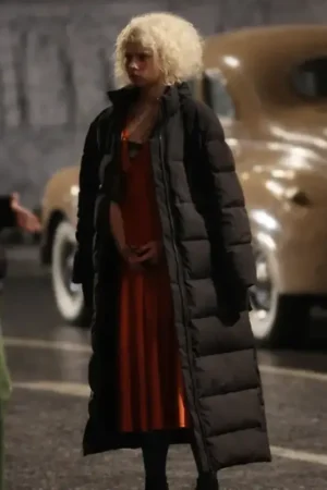 The Bride 2026 Jessie Buckley Brown Puffer Coat