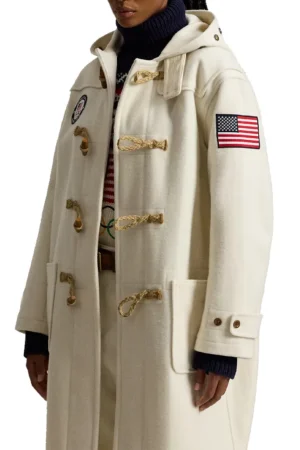 Winter Olympic 2026 Cream Duffle Coat